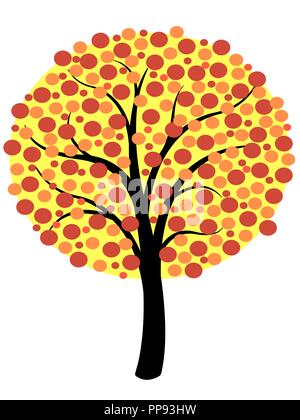 Arbre généalogique simple - vecteur illustration symbole naturel. Usine de rouge en automne. Illustration de Vecteur