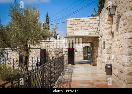 Jérusalem, Israël. Le 15 septembre 2017. Une entrée de la jardin de Gethsémani à Jérusalem où la dernière cène du Christ et ses disciples ont eu lieu. Banque D'Images