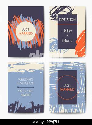 Vector grunge d'invitation de mariage en couleur modèles Illustration de Vecteur