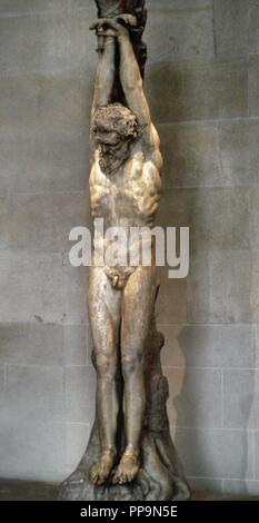 L'Art hellénistique le supplice de Marsyas. 3e-1e siècles avant Jésus-Christ. Copie romaine. Musée du Louvre. Paris. La France. Banque D'Images