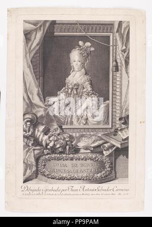 Juan Antonio Salvador Carmona ; Viuda de Corradi / 'María Luisa de Parme, la Princesse des Asturies". 1778. Taille douce : la gravure sur bois sur papier. Musée : Musée du Prado, Madrid, España. Banque D'Images