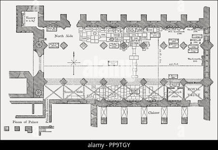 L'Abbaye d'Holyrood, Plan, Édimbourg, Écosse, 17e siècle Banque D'Images