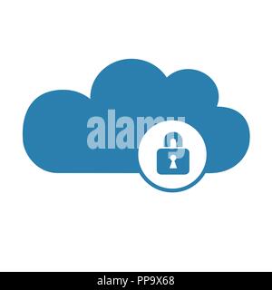 Ordinateur avec stockage cloud concept sécurité verrou EPS10 vector illustration symbole Illustration de Vecteur