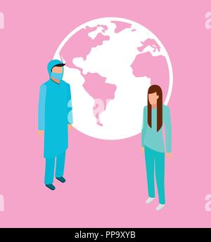 Medical health world service médecin et patient vector illustration Illustration de Vecteur