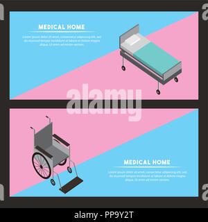 Santé médical civière bannières service de fauteuil roulant vector illustration Illustration de Vecteur
