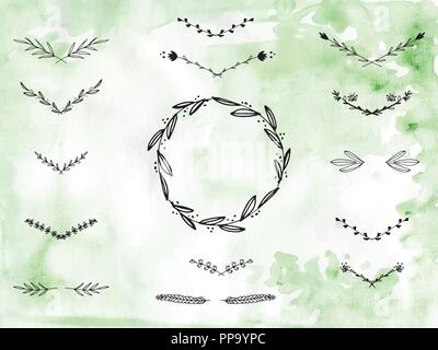 Branches peintes à la gerbe de Clip Art Illustration de Vecteur