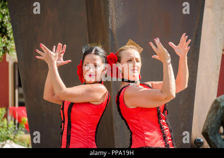 Danseurs de Flamenco, performance, Fandango, Fuengirola un caballo. Événement annuel, fête, événement, Málaga, Andalousie, espagne. Septembre 2018 Banque D'Images