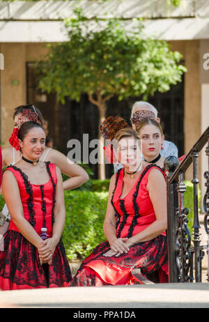 Danseurs de Flamenco, performance, Fandango, Fuengirola un caballo. Événement annuel, fête, événement, Málaga, Andalousie, espagne. Septembre 2018 Banque D'Images