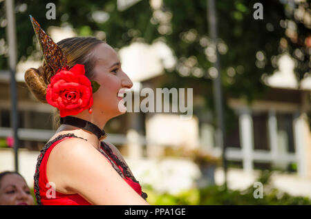 Danseurs de Flamenco, performance, Fandango, Fuengirola un caballo. Événement annuel, fête, événement, Málaga, Andalousie, espagne. Septembre 2018 Banque D'Images