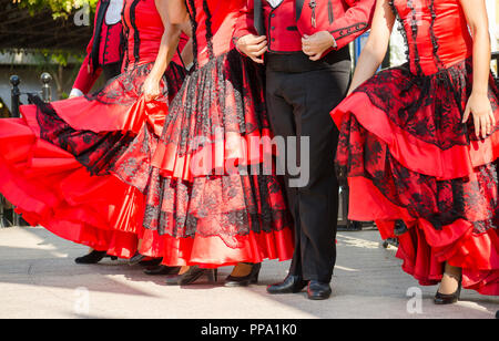 Danseurs de Flamenco, performance, Fandango, Fuengirola un caballo. Événement annuel, fête, événement, Málaga, Andalousie, espagne. Septembre 2018 Banque D'Images