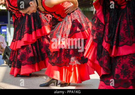 Danseurs de Flamenco, performance, Fandango, Fuengirola un caballo. Événement annuel, fête, événement, Málaga, Andalousie, espagne. Septembre 2018 Banque D'Images