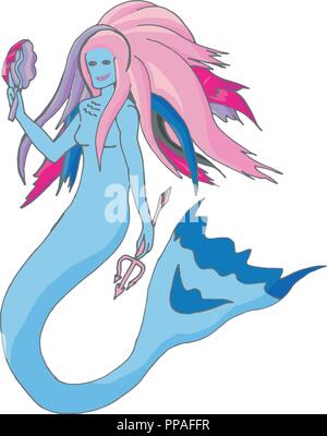 Sirène de style cartoon, vector illustration Illustration de Vecteur