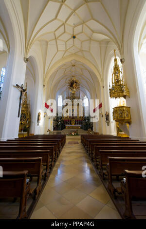 Église paroissiale Maria Himmelfahrt, Bad Toelz, Bad Tolz, Upper Bavaria, Bavaria, Germany Banque D'Images