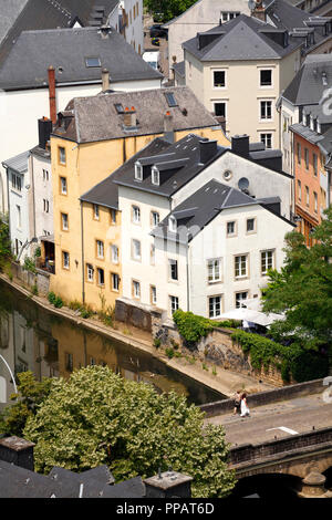 Maisons, vallée de l'Alzette, la basse-ville raison, la Ville de Luxembourg, Luxembourg, Europe je Häuser, Tal der Alzette, Unterstadt Grund, Luxemburg-Stadt, L Banque D'Images