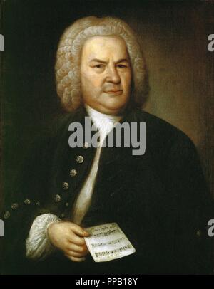 Johann Sebastian Bach (1685-1750). Compositeur allemand. Portrait à l'huile par Elias Gottlob Haussmann. 1746. Banque D'Images