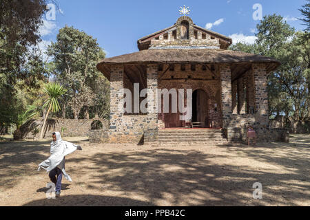 L'Église Debre Birhan Selassie extérieur, Gonder, Ethiopie, Site du patrimoine mondial de l'UNESCO Banque D'Images