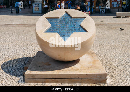 Lisbonne, Portugal - 23 septembre 2018 : Monument aux victimes de pogrom juif le 19 avril 1506 à Lisbonne, Portugal Banque D'Images