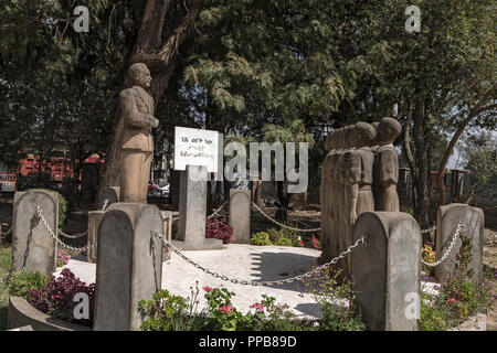 Statue de l'Empereur Hailesellasie speking à 12 élèves. Addis Abeba, Musée National d'Ethiopie Banque D'Images