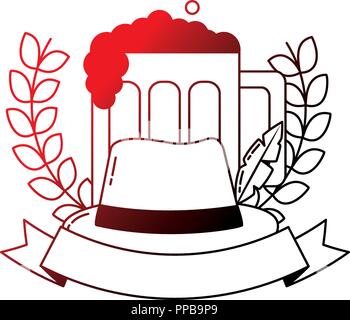 Verre de la bière Oktoberfest et hat emblème vector illustration neon Illustration de Vecteur