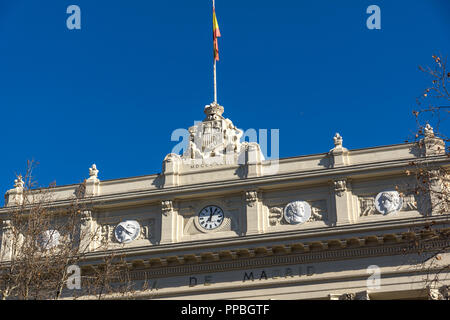 MADRID, ESPAGNE - 22 janvier 2018 : Construction de bourse en ville de Madrid, Espagne Banque D'Images