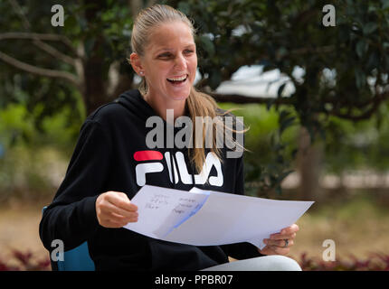 Wuhan, Chine. Sep 24, 2018. 24 septembre 2018 - Karolina Pliskova de la République tchèque lors de l'accès à l'heure tous les 2018 Dongfeng Motor Wuhan ouvrir le tournoi de tennis WTA Premier 5 Crédit : AFP7/ZUMA/Alamy Fil Live News Banque D'Images