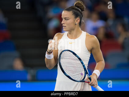 Wuhan, Chine. Sep 24, 2018. 24 septembre 2018 - Maria Sakkari de Grèce en action lors du premier tour à l'Open 2018 Dongfeng Motor Wuhan Premier tournoi de tennis WTA 5 Crédit : AFP7/ZUMA/Alamy Fil Live News Banque D'Images