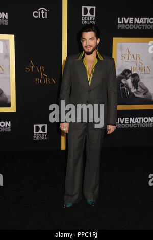 Los Angeles, USA. 24 Sep 2018. Adam Lambert 09/24/2018 Le Los Angeles Premiere d 'une étoile est née", tenue au Shrine Auditorium & Expo Hall à Los Angeles, CA Photo : Cronos/Hollywood News Crédit : Cronos/Alamy Live News Banque D'Images