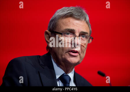 Liverpool, Royaume-Uni. 25 septembre 2018. Dave Prentis, Secrétaire général de l'unisson, prend la parole à la conférence du parti travailliste à Liverpool. © Russell Hart/Alamy Live News. Banque D'Images