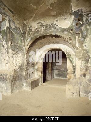 L'Italie. Cumes. Ruines du site grec de l'Oracle de Cumes. (Cuamean Sibylle). La Grande Grèce antique. Banque D'Images