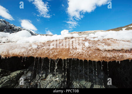 La fonte des glaces et de la neige à Joinville sur île au large de la péninsule antarctique. La péninsule est un des plus rapides des lieux réchauffement de la planète. Banque D'Images