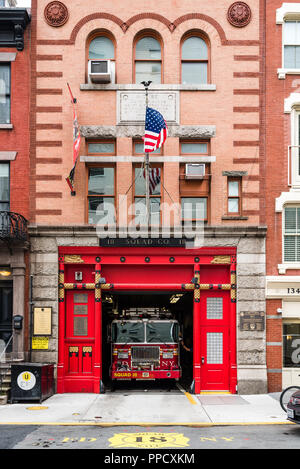 La ville de New York, USA - 22 juin 2018 : New York City Fire Department Squad entreprise 18 à Greenwich Village (NEW YORK), vue extérieure Banque D'Images