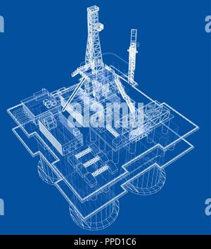 La plate-forme de forage offshore concept Illustration de Vecteur