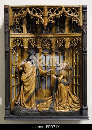 Le Christ apparaît à Marie de Magdala (Noli me tangere). Bruxelles, au début du 16e siècle et 19e siècle ? (Lieu de culte). Chêne, polychrome.  Schnu tgen Museum. Cologne, Allemagne. Banque D'Images