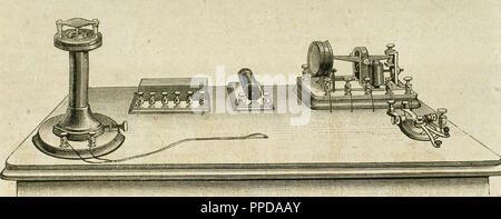 Phonoplex télégraphe inventé par Thomas Alva Edison (1847-1931). La gravure. Banque D'Images