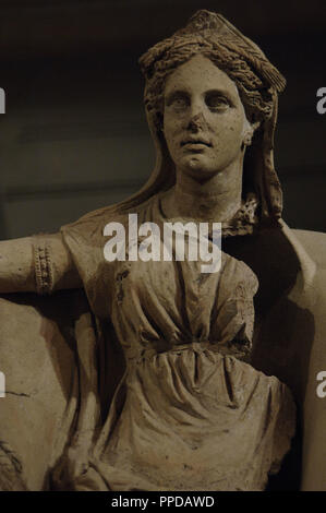 Statue de déméter (Cérès. L'argile. 4ème-3ème siècle. Musée National Romain de Rome. L'Italie. Banque D'Images