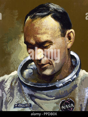 COLLINS, Michael (1930). L'astronaute américain. Conquête de la lune le 20 juillet 1969. Banque D'Images