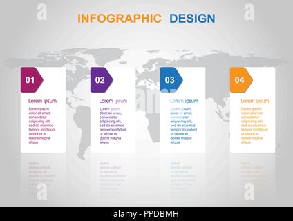 Modèle de conception infographique d'affaires avec des bannières. Peut être utilisé pour l'étape d'options. Illustration de Vecteur