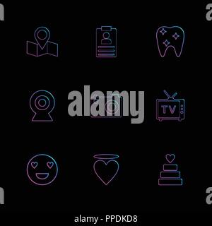 La Carte Navigation Dents Appareil Photo Plat Cœur Icone Gateau Emoji Scenario Design Television Collection Style Creatif Icones Image Vectorielle Stock Alamy