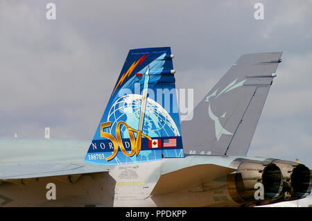 Royal Canadian Air Force, Forces armées canadiennes McDonnell Douglas CF-188a Hornet de la 4e Escadre Cold Lake avec peinture de queue spéciale du NORAD Banque D'Images