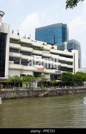 La magnifique Riverwalk Vacances les tours d'immeuble sur la rive sud de la rivière Singapour à Boat Quay République de Singapour Asie Banque D'Images