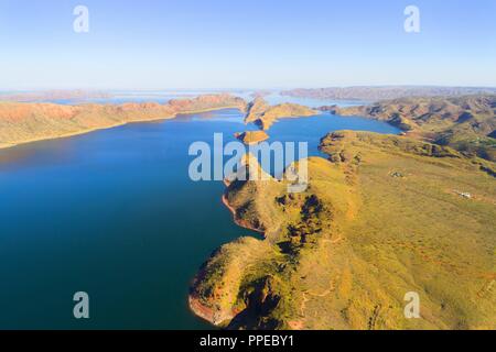 Lake Argyle, un homme fait d'eau fraîche de la rivière Ord, vu de l'air, Kimberley, au nord-ouest de l'Australie dans le monde entier d'utilisation | Banque D'Images