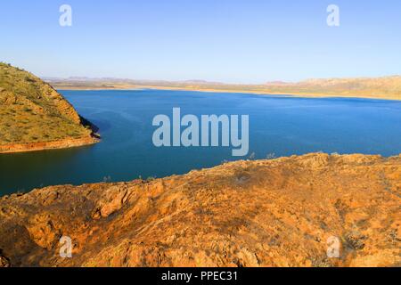 Lake Argyle, un homme fait d'eau fraîche de la rivière Ord, vu de l'air, Kimberley, au nord-ouest de l'Australie dans le monde entier d'utilisation | Banque D'Images