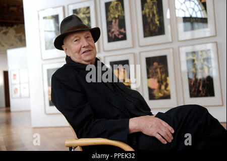 L'artiste allemand Georg Baselitz présente une exposition de ses impressions à partir des années 1995-2015 dans le hall de cérémonie du palais de Dachau. Banque D'Images