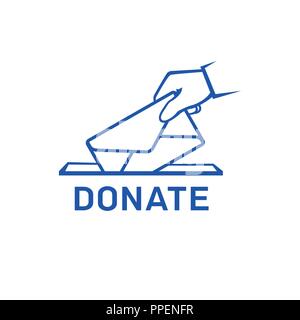 Icône vecteur de don. Donner de l'argent et de charité concept. Mettre la main à l'enveloppe donation box vector illustration Illustration de Vecteur