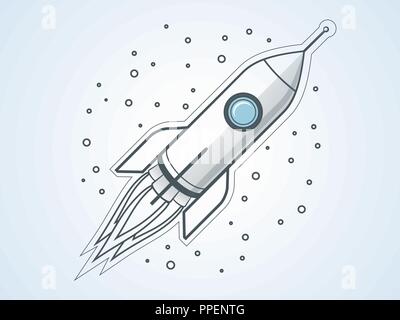 Contours fusée. Les voyages dans l'espace. Démarrage du projet et processus de développement. Transport de l'espace Illustration de Vecteur