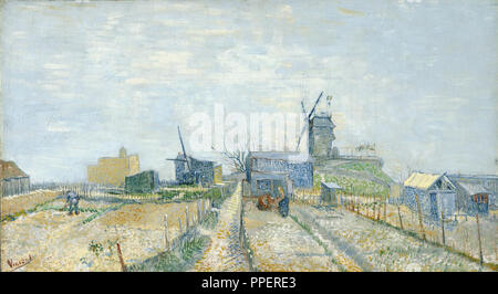 Montmartre : molens en moestuinen / Montmartre : mills et potagers. Date/période : 1887. La peinture. Huile sur toile. Hauteur : 44,8 cm (17.6 in) ; largeur : 81 cm (31,8 in). Auteur : Vincent VAN GOGH. VAN GOGH, VINCENT. Banque D'Images