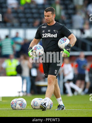 Derby County entraîneur gardien Shay Compte tenu de Banque D'Images