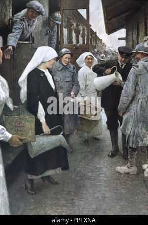 Première Guerre mondiale (1914-1918) la fourniture d'un train militaire (1916). Banque D'Images