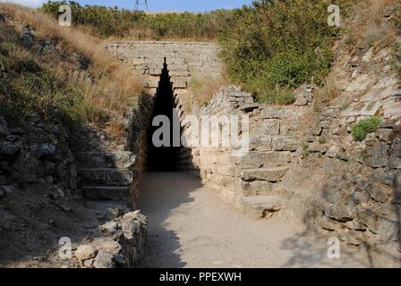 L'Ukraine. République autonome de Crimée. Tsarsky Kurgan, tumulus royal qui est probablement enterré le Roi Leucon I. 4ème siècle BC. Kertch. Banque D'Images