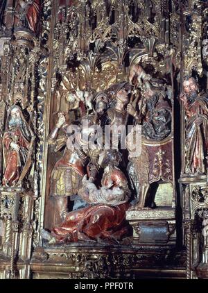 DETALLE DE LA MATANZA DE LOS INOCENTES - RETABLO MAYOR DE LA CATEDRAL DE SEVILLA CONSTRUIDO ENTRE 1482 Y 1564. Auteur : DANCART PYETER. Emplacement : CATEDRAL-intérieur. Sevilla. Séville. L'ESPAGNE. Banque D'Images